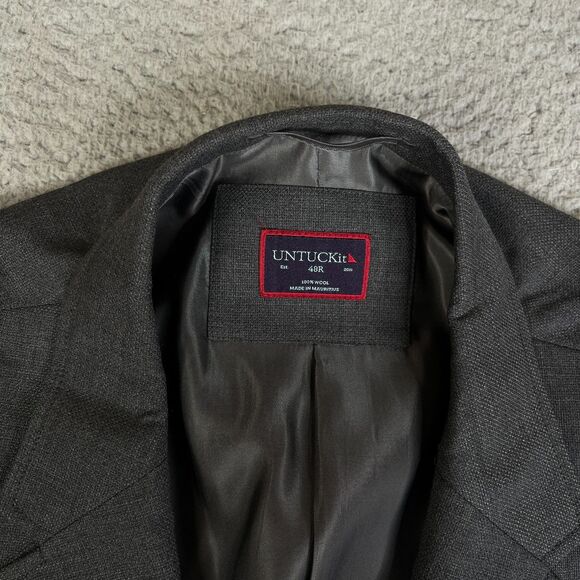 UNTUCKit  Palazzo Blazer Wool Mens 48R Italian Woven Gray Work Business Casual - Picture 6 of 16